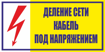 S17деление сети. кабель под напряжением (пленка, 200х100 мм) - Знаки безопасности - Вспомогательные таблички - ohrana.inoy.org